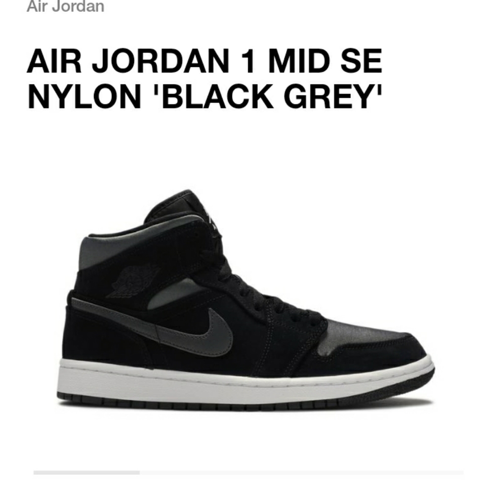 Size 11 Air Jordan 1 MID SE NYLON 'BLACK GREY'